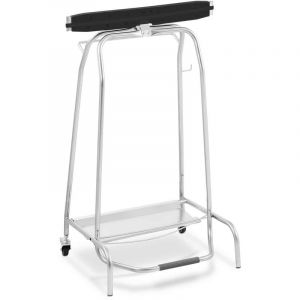 Royal Catering Charriot Porte-Poubelle Support Poubelle Argenté Pédale 2 Roulettes
