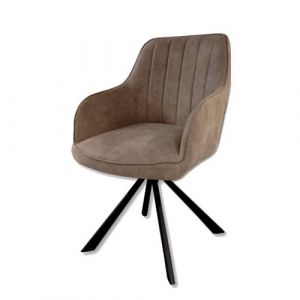 Chaise rotative Xara marron pieds métal noir - Marron - Kreadiff