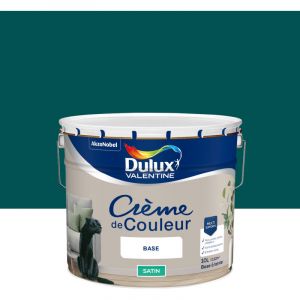 Dulux Valentine Crème de Couleur - Peinture multi-supports intérieure - Satin Emeraude 10 L