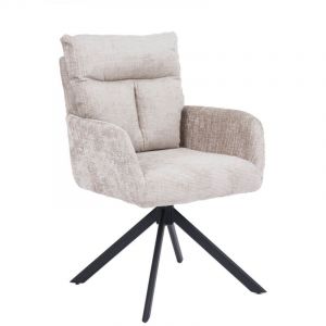 Home Deluxe - Chaise de salle &agrave; manger avec accoudoirs aluna Chenille - 1 set Beige