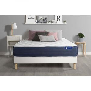 Image de Ensemble matelas Mémoire de forme ACTIMEMO SLEEP 90x190 5zones de confort + sommier KIT blanc