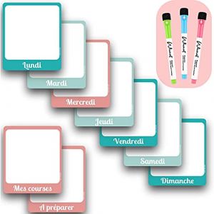 WHINAT ? Puzzle Magnétique Frigo de 9 Pièces - Tableau hebdo pour Menu / To Do List / Liste course / Tâches ménagères / Examen / Planning / Agenda / Organiseur / Planificateur / Calendrier de Semaine