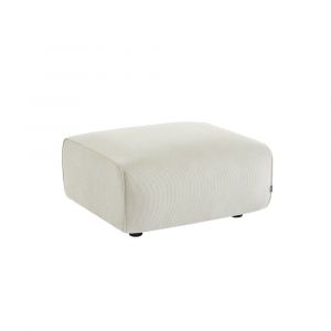 Pouf, module pour canapé, repose-pieds pour canapé 2 places en velours côtelé crème, l 76 x p 70 x h 41cm - Wallas