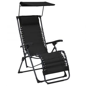 Chaise pliable de terrasse textilène noir 02_0011899