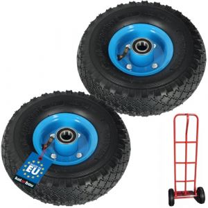 KOTARBAU Lot de 2 roues de diable en caoutchouc plein 260 x 85 mm 3.00-4 renforcé 4PR avec axe - Pneus de rechange pour diable