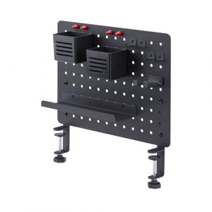 StarTech.com Panneau Perforé à Pinces avec Accessoires, 42 x 32cm, Panneau Perforé en Acier, Organisateur de Bureau, Noir