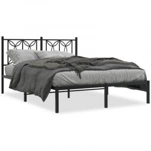 VidaXL Cadre de lit m&eacute;tal avec t&ecirc;te de lit noir 140x200 cm