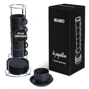 MIAMIO - 6 x 75 ml Ensemble tasses à expresso en grès tasse expresso en céramique tasse a cafe expresso - Le Papillon Collection