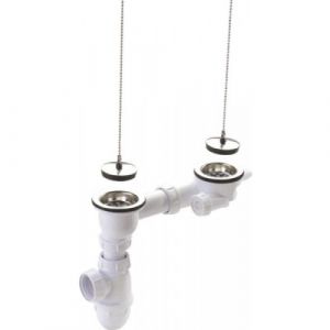 Viega Vidage pour &eacute;vier deux cuves en gr&egrave;s - sans trop plein