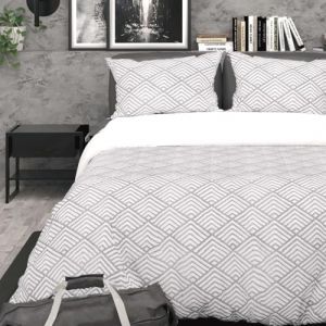 Soleil d'Ocre Parure Housse de Couette 3D Microfibre 240x220 cm Laya Gris, par