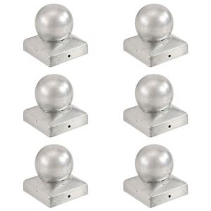 Image de VidaXL Bouchons de poteau 6 pcs Globe final Métal galvanisé 81x81 mm