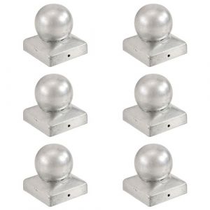 Image de VidaXL Bouchons de poteau 6 pcs Globe final Métal galvanisé 81x81 mm