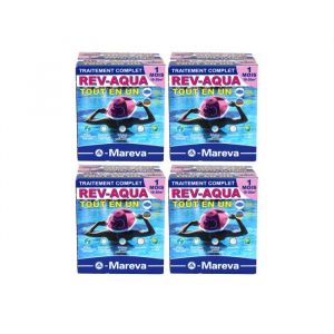 Lot de 4 kits Rev-Aqua MAREVA traitement complet pour piscine de 18 à 30 m3 - 4 mois