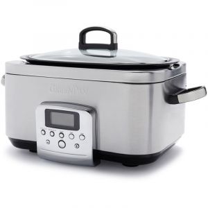 Greenpan Elite 8-in-1 Mijoteuse Programmable 6L, Couvercle et Plateau Amovible Lavable au Lave-Vaisselle, Céramique Non-Adhérente Saine Sans PFAS, Cuisson, Sauté, Panier Vapeur, Rôtissage, Inox