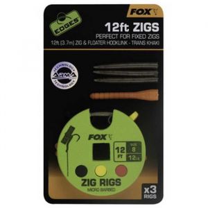 Fox Edges Zig Rig 8 Lot de 3 carpes 370 cm