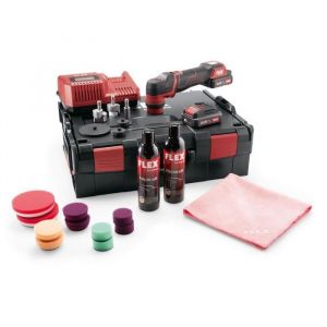 FLEX Polisseuse 18V pxe 80 10.8-EC/2.5 P-Set 2 batteries + chargeur + coffret + 19 accessoires - 469076