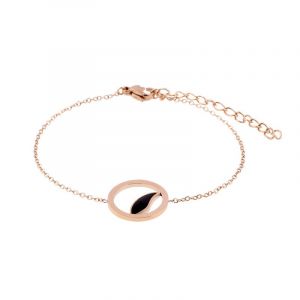 Cleor Bracelet MISSISSIPI en Acier Rose et Laque Noire