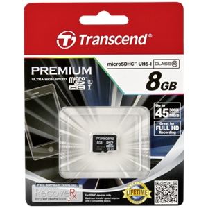 Transcend TS8GUSDCU1 - Carte m&eacute;moire microSDHC UHS-l 8 Go classe 10