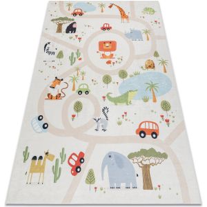 Rugsx - Tapis lavable bambino 1165 zoo pour les enfants antidérapant - beige beige 80x150 cm