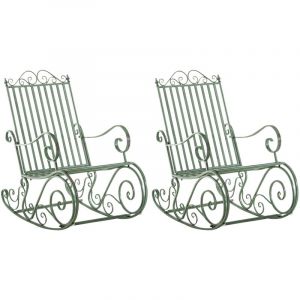 Image de CLP Lot de 2 Fauteuils &agrave; bascule Smilla en fer forg&eacute; antique/vert