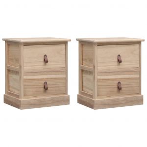 Image de VidaXL 2 pcs Tables de chevet 38x28x45 cm Bois de Paulownia