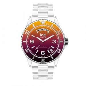 Ice Watch ICE-WATCH - Ice Clear Sunset Fire - Montre Multicolore Mixte avec Bracelet en Plastique Transparent - 021437 (Medium)