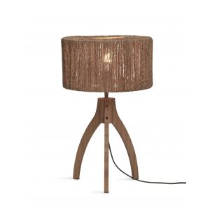 Good & Mojo Lampe de table bambou abat-jour jute naturel, h. 41cm