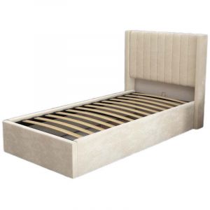 Homy France - lit simple coffre camille velours beige 90X190CM