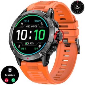 Montre Connectée Sport Appel Bluetooth Ronde 1,54" Couronne Codée Boussole Tracker Santé Batterie 400 mAh Protection Court circuit