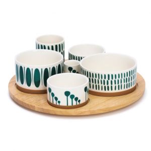 Nature & Découvertes Plateau apéritif bois et porcelaine