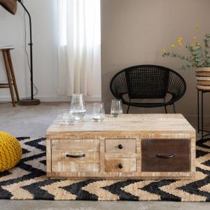 Made In Meubles - Table basse en bois de manguier Pio - Bois clair