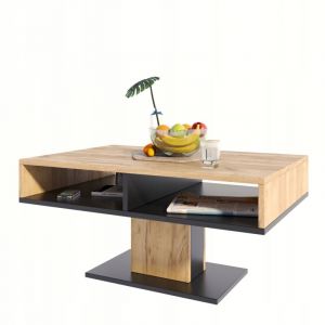 Table basse INES artisanale en chêne noir scandinave PER