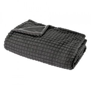 Image de Plaid doux (150 cm) Gaufre Gris foncé