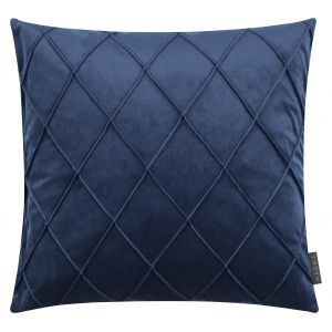 Magma Housses de coussin velours relief pli cousu bleu 50x50-Lot de 2