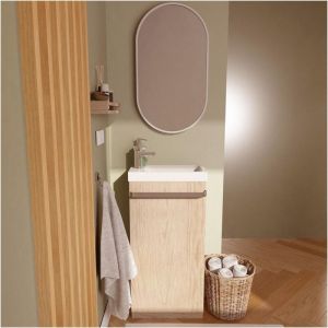 Mob-in - Ensemble lave-mains sur pieds décor chêne + miroir