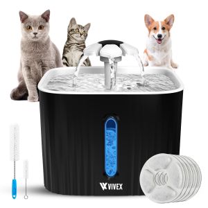 Vivex Drinking Fountain - Fontaine &agrave; eau pour chats et chiens - 5 filtres et outil de nettoyage inclus - Silencieux comme une souris