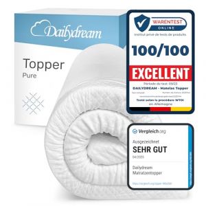 Dailydream Surmatelas 160 x 190 cm, Mémoire de Forme, 5 cm épaisseur, «Edition Pure, Model M », pour Matelas, canapé ou lit de Camp, sur-Matelas pour Adulte, Memory Foam Mattress Topper