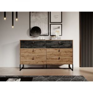 Commode 6 tiroirs Noyer et anthracite MALONSKI