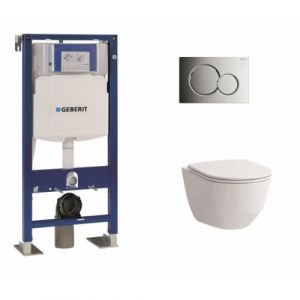 Geberit Pack WC UP320 + Cuvette sans bride Rimless + plaque sigma CHR ...