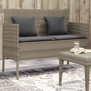 VidaXL Banc De Jardin Avec Coussins Gris Résine Tressée