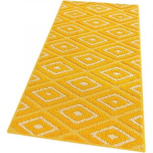 Emmevi Mv S.p.a. - Tapis de Cuisine Doux Bordé Moderne Coureur Antidérapant Losanges 3D Jaune - 50X80 Cm
