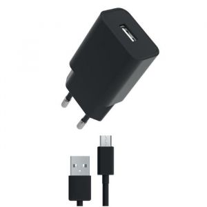 My way Pack Chargeur Secteur 12W avec USB-A Micro-USB Charge Rapide Noir