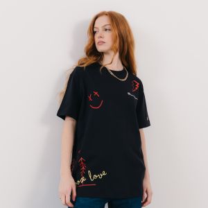 Champion Tee Shirt Made With Love Noir/rouge