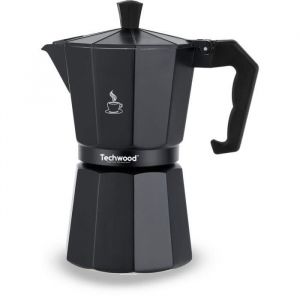 Techwood Cafetière Moka Traditionnelle TCA-012 en Aluminium 12 Tasses - Noir