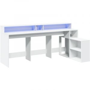 VidaXL Bureau avec lumières led blanc 200x104x91 cm bois d'ingénierie