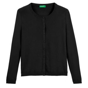 Benetton Online exclusive, Gilet Col Rond En Coton, taille S, Noir, Femme