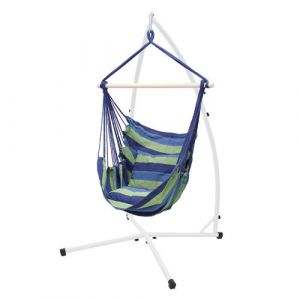 ECD Germany Fauteuil Suspendu avec Support 208 cm Chaise Balançoire Relaxation 2 Coussins