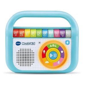 Vtech Baladeur Musical Music Kid Bleu 40 Chansons, Version Fr - Enceinte Lumineuse - Bebe, Enfant 2/6 Ans - Set Lecteur Musique + Carte