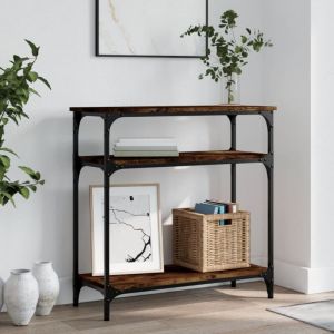 VidaXL Table Console, Table d'Appoint avec Pieds, Bout de Canapé avec Rangement, Meuble d'Entrée Salon, Industriel, Chêne Fumé Bois d'Ingénierie