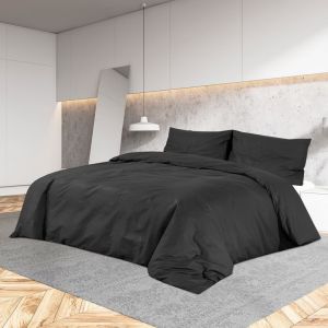 VidaXL Ensemble de housse de couette Noir 135x200 cm Microfibre légère - Noir